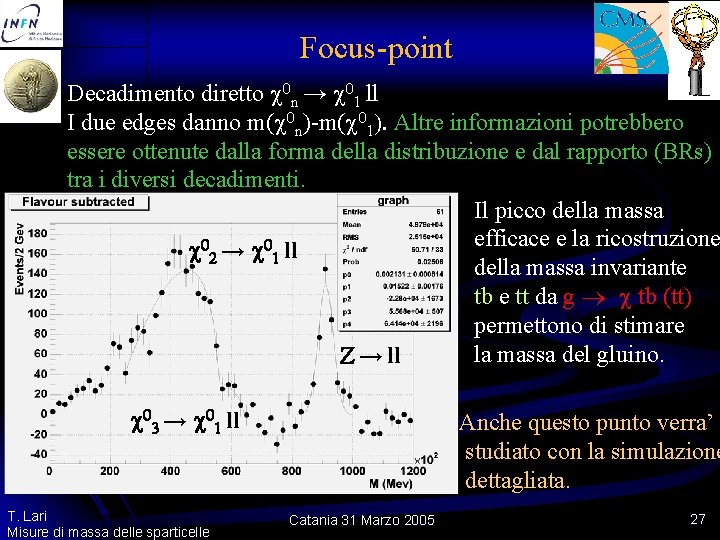 Focus-point Decadimento diretto 0 n → 01 ll I due edges danno m( 0 Focus-point Decadimento diretto 0 n → 01 ll I due edges danno m( 0