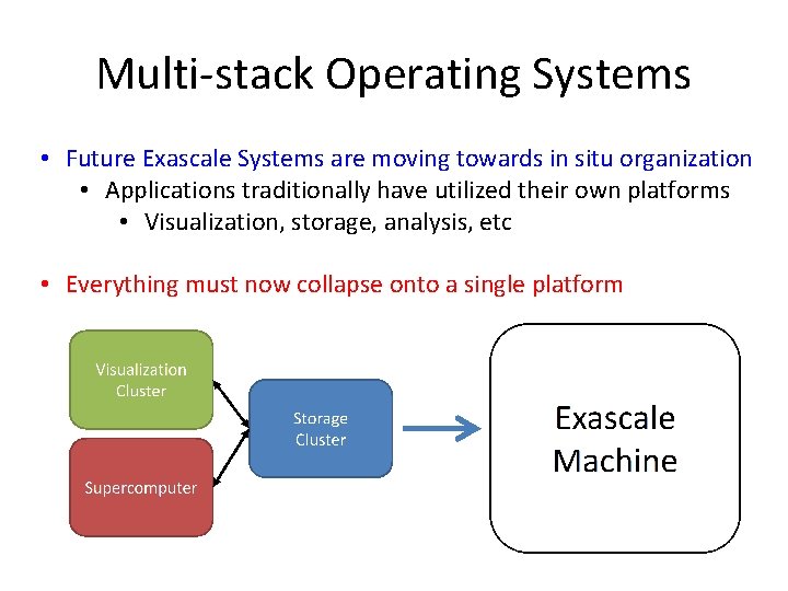 Multi-stack Operating Systems • Future Exascale Systems are moving towards in situ organization •
