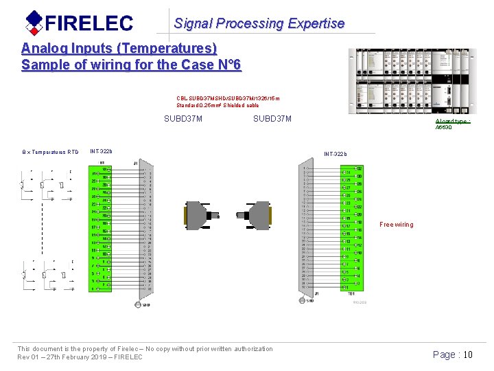 Signal Processing Expertise Analog Inputs (Temperatures) Sample of wiring for the Case N° 6