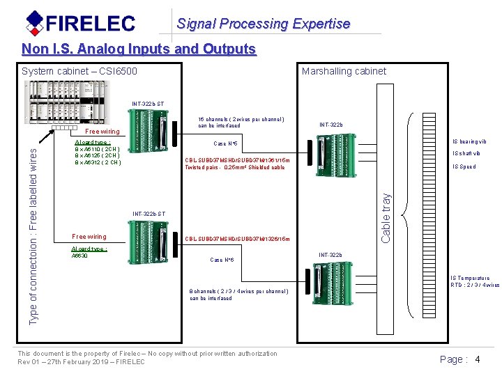 Signal Processing Expertise Non I. S. Analog Inputs and Outputs System cabinet – CSI