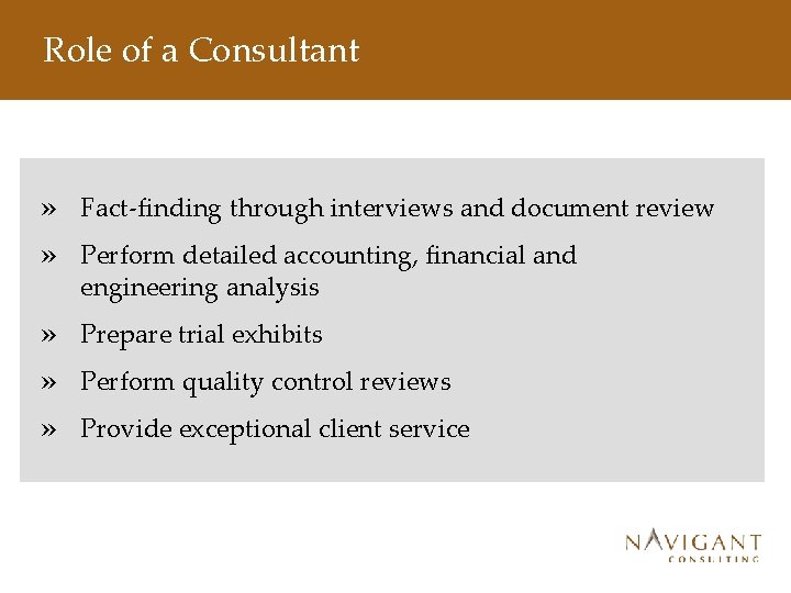 Role of a Consultant » » Fact-finding through interviews and document review » »