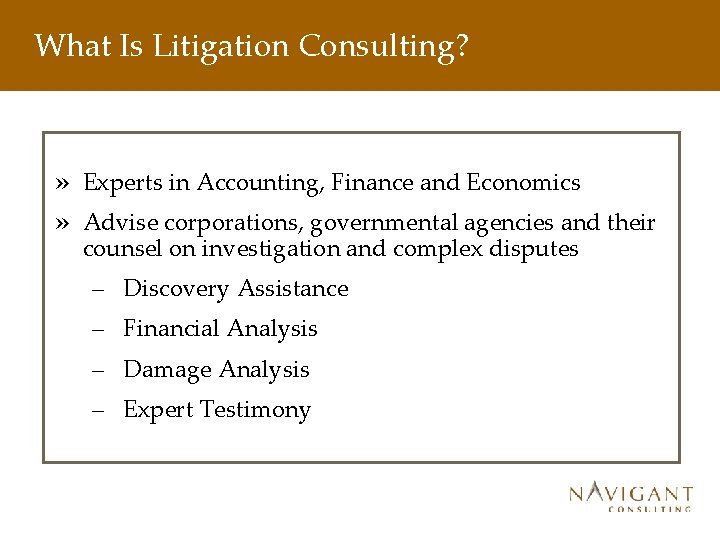 What Is Litigation Consulting? » » Experts in Accounting, Finance and Economics Advise corporations,