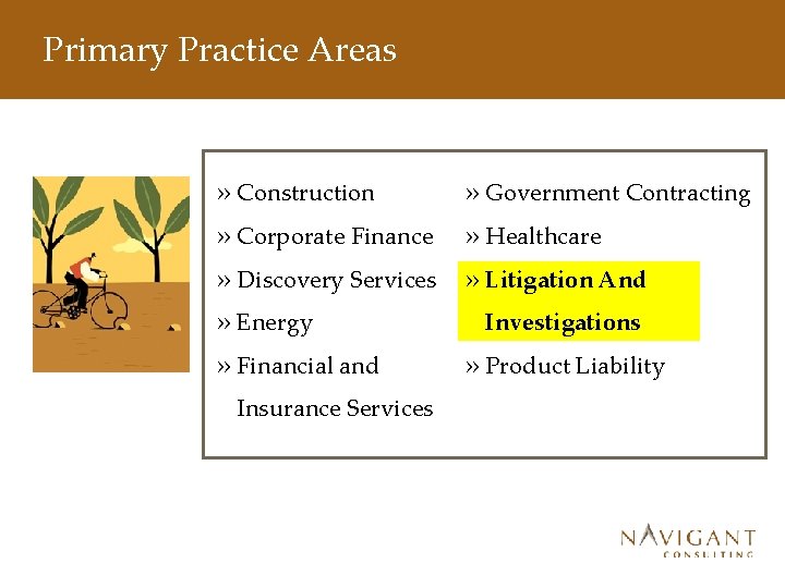 Primary Practice Areas » Construction » Corporate Finance » Discovery Services » Energy »