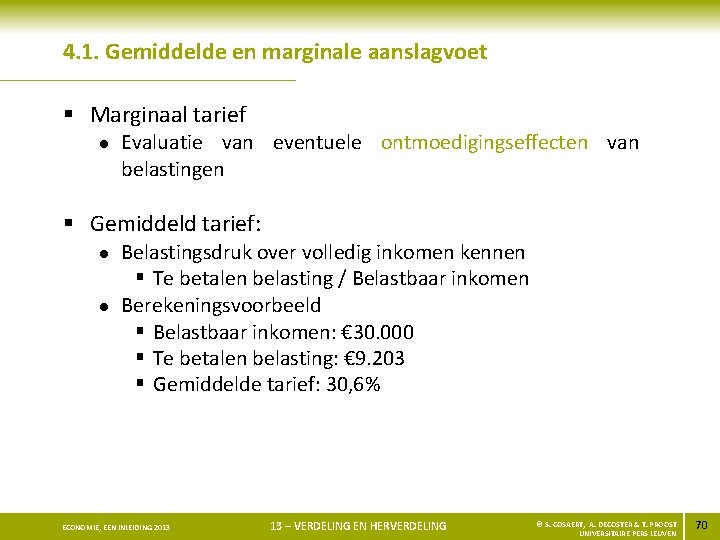 4. 1. Gemiddelde en marginale aanslagvoet § Marginaal tarief l Evaluatie van eventuele ontmoedigingseffecten