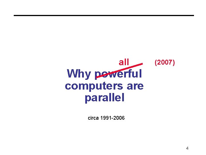 all (2007) Why powerful computers are parallel circa 1991 -2006 4 