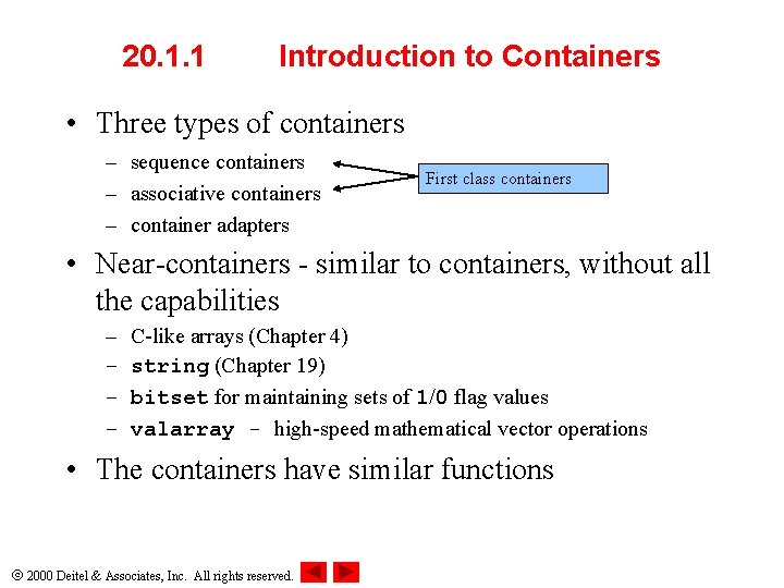 Chapter 20 Standard Template Library STL Outline 20