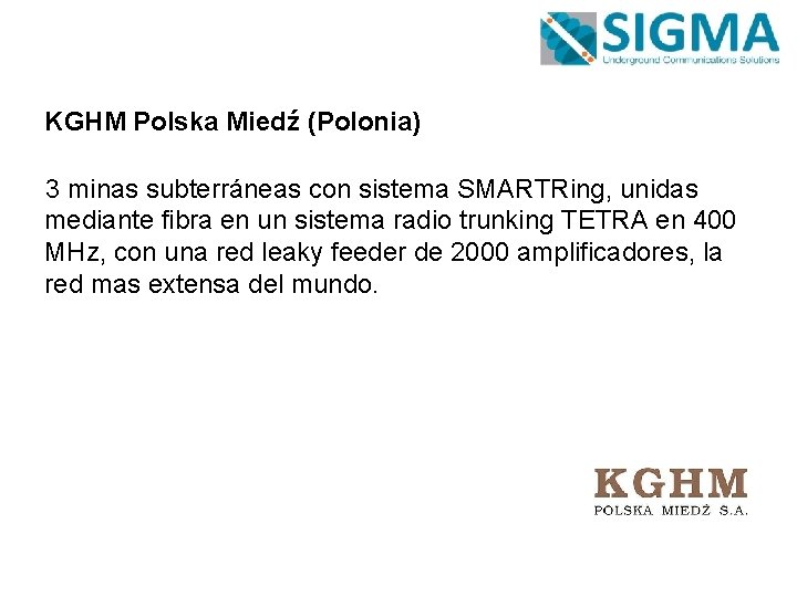 KGHM Polska Miedź (Polonia) 3 minas subterráneas con sistema SMARTRing, unidas mediante fibra en