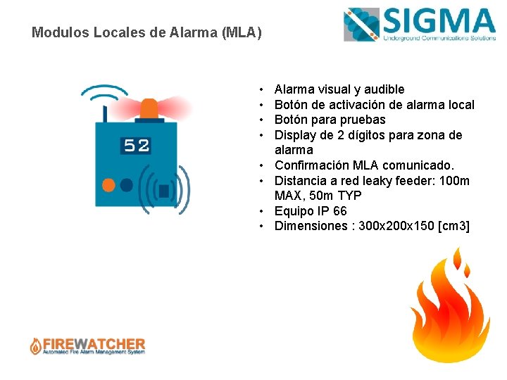 Modulos Locales de Alarma (MLA) • • Alarma visual y audible Botón de activación
