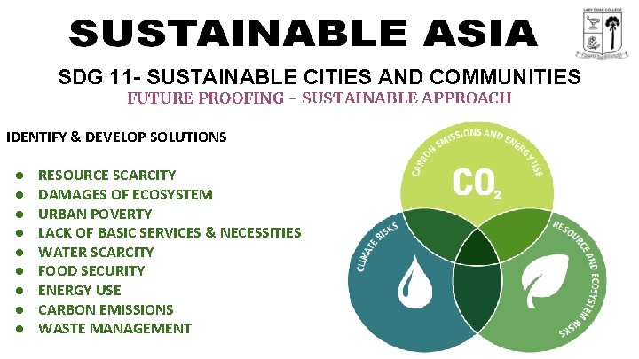 SDG 11 - SUSTAINABLE CITIES AND COMMUNITIES FUTURE PROOFING - SUSTAINABLE APPROACH IDENTIFY &