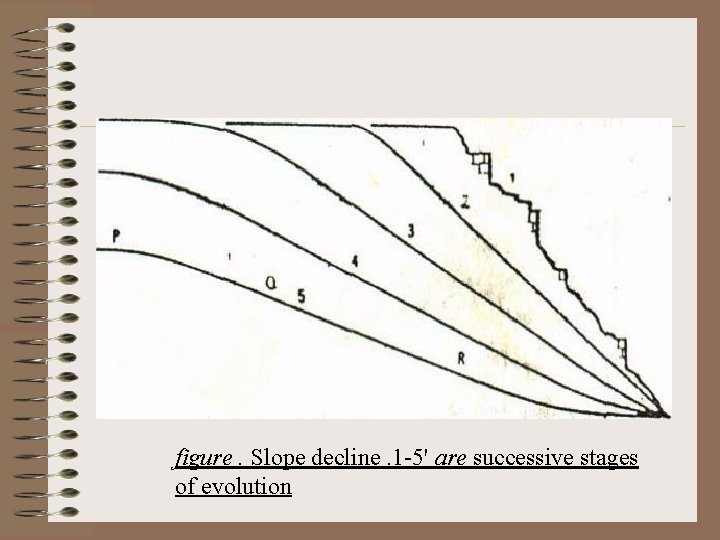figure. Slope decline. 1 -5' are successive stages of evolution 