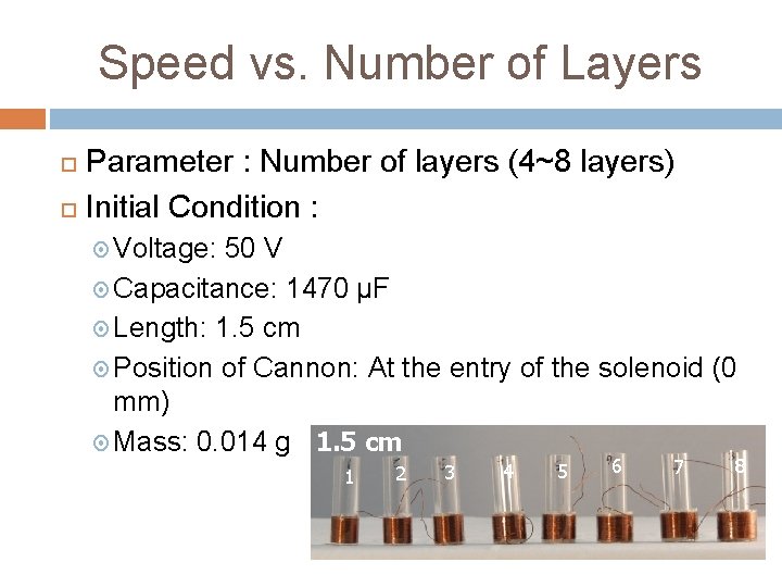 Speed vs. Number of Layers Parameter : Number of layers (4~8 layers) Initial Condition