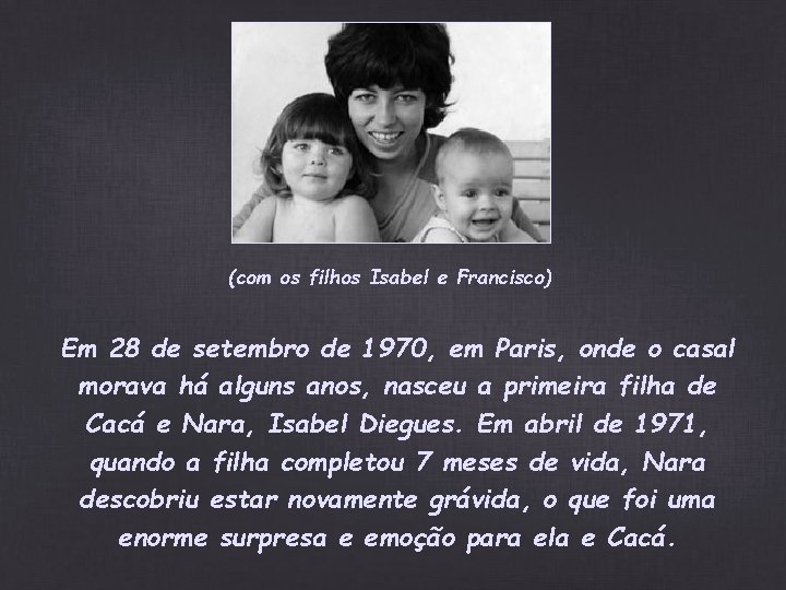 (com os filhos Isabel e Francisco) Em 28 de setembro de 1970, em Paris, (com os filhos Isabel e Francisco) Em 28 de setembro de 1970, em Paris,