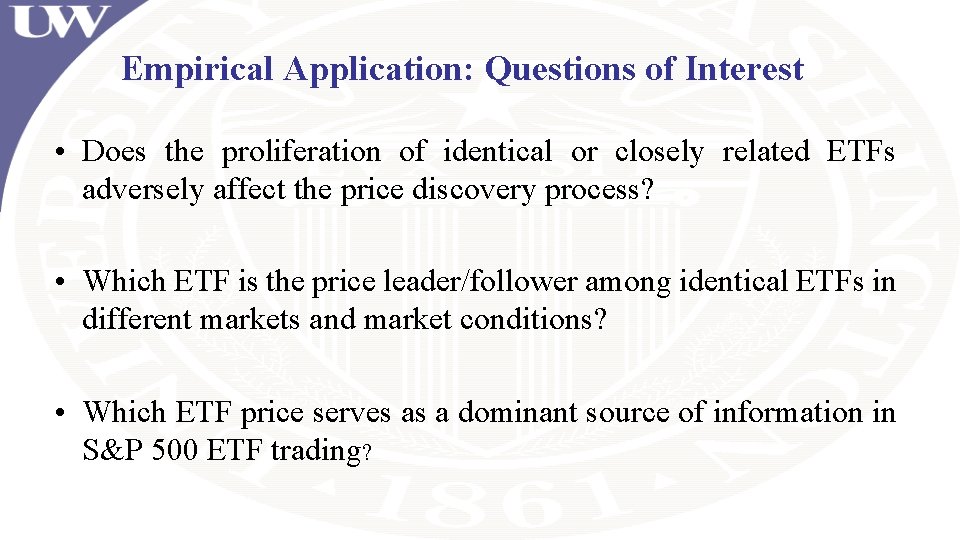 Empirical Application: Questions of Interest • Does the proliferation of identical or closely related Empirical Application: Questions of Interest • Does the proliferation of identical or closely related