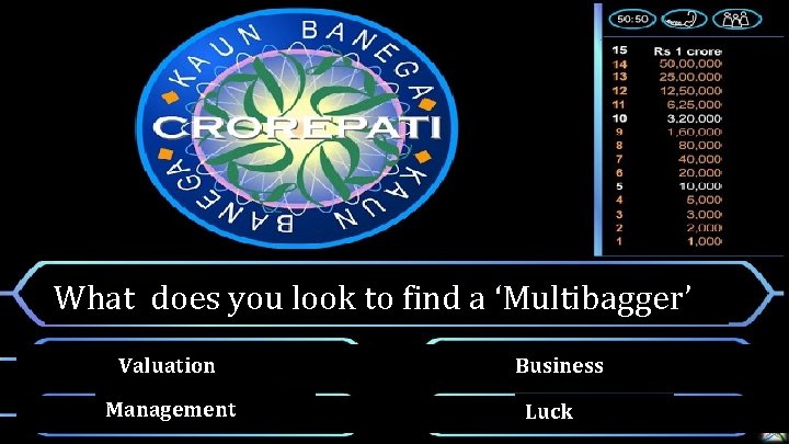 What does you look to find a ‘Multibagger’ Valuation Management Business Luck 