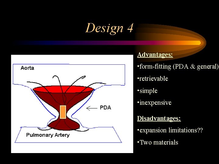 Design 4 Advantages: • form-fitting (PDA & general) • retrievable • simple • inexpensive