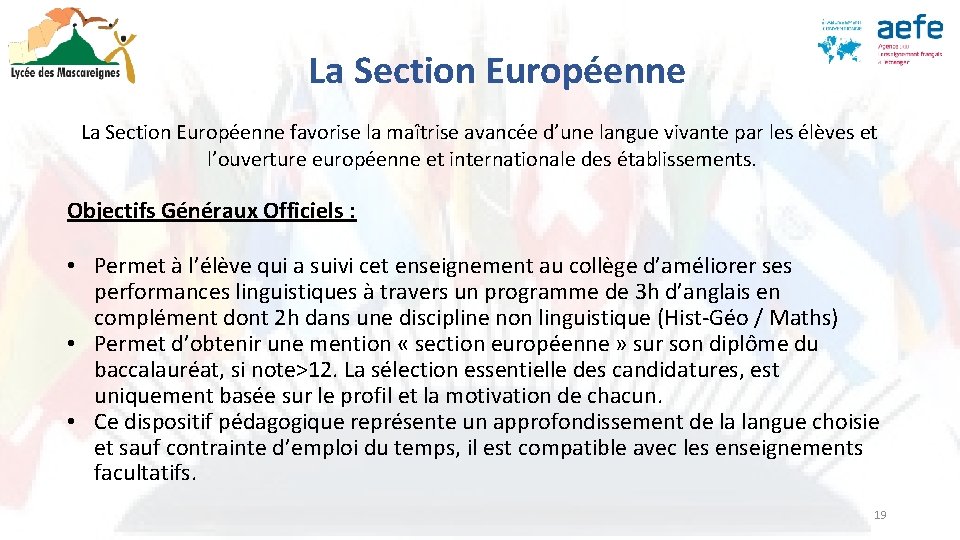 La Section Européenne favorise la maîtrise avancée d’une langue vivante par les élèves et