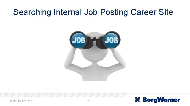 Searching Internal Job Posting Career Site © Borg. Warner Inc. 14 