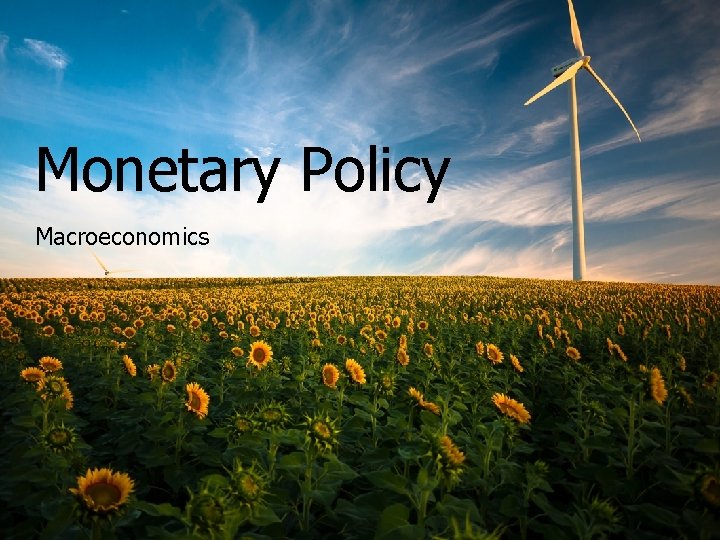 Monetary Policy Macroeconomics 