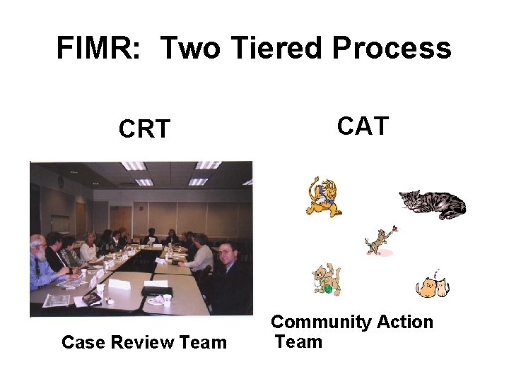 FIMR: Two Tiered Process CRT Case Review Team CAT Community Action Team 