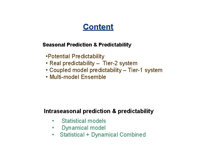 Predictable Settings Current Status of Seasonal Prediction Predictability InSik Kang