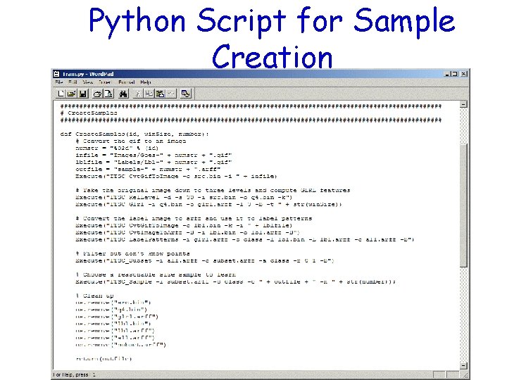 Python Script for Sample Creation 