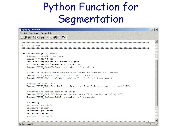 Python Function for Segmentation 
