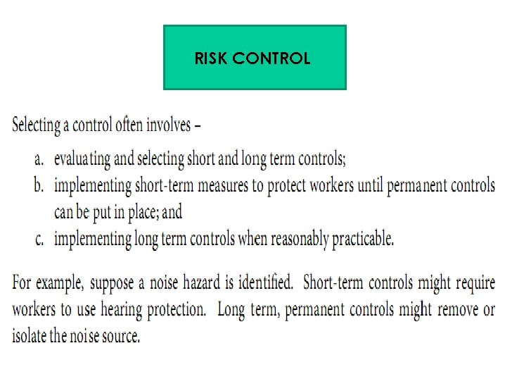 RISK CONTROL 