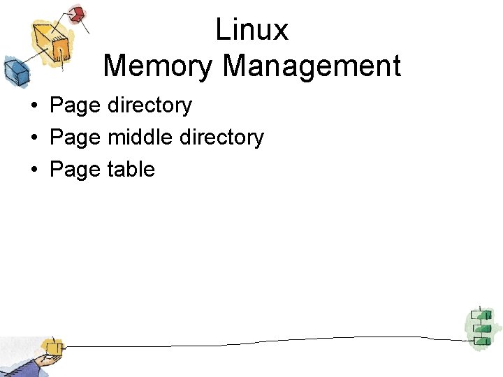 Linux Memory Management • Page directory • Page middle directory • Page table 