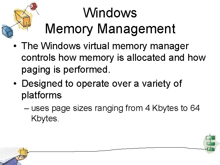 Windows Memory Management • The Windows virtual memory manager controls how memory is allocated