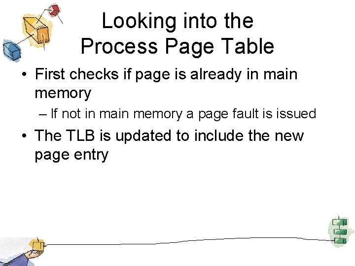 Looking into the Process Page Table • First checks if page is already in