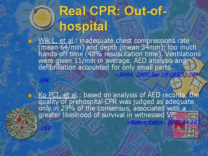 Real CPR: Out-ofhospital n Wik L, et al. : inadequate chest compressions rate (mean