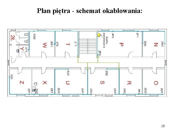 Plan piętra - schemat okablowania: 19 