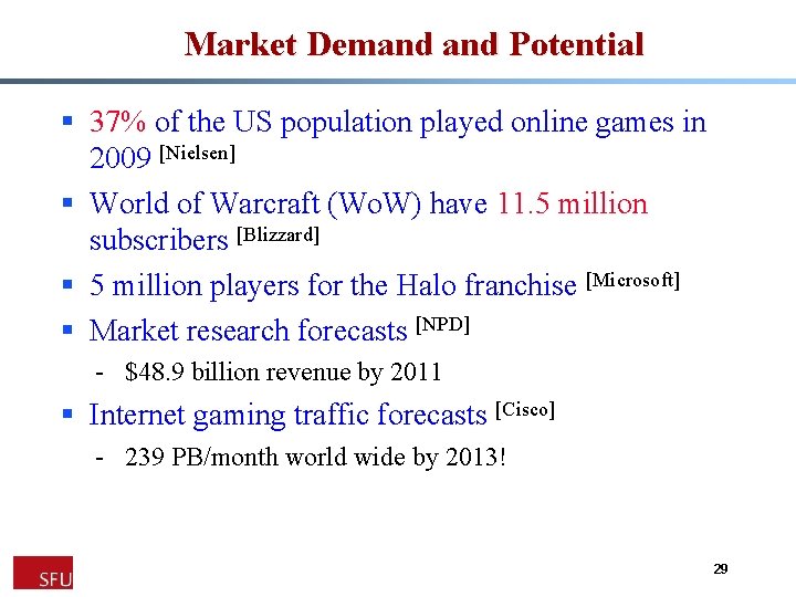 Market Demand Potential § 37% of the US population played online games in 2009