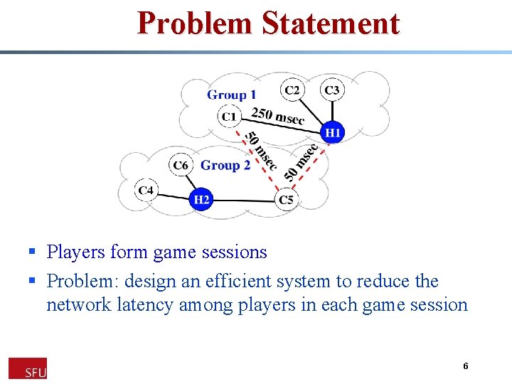 Problem Statement § Players form game sessions § Problem: design an efficient system to