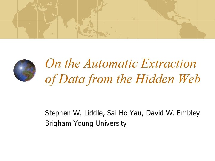 On the Automatic Extraction of Data from the