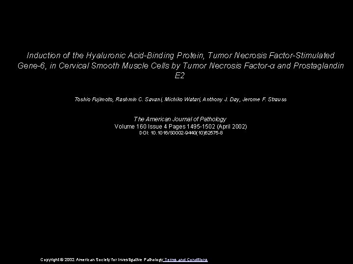 Induction of the Hyaluronic Acid-Binding Protein, Tumor Necrosis Factor-Stimulated Gene-6, in Cervical Smooth Muscle