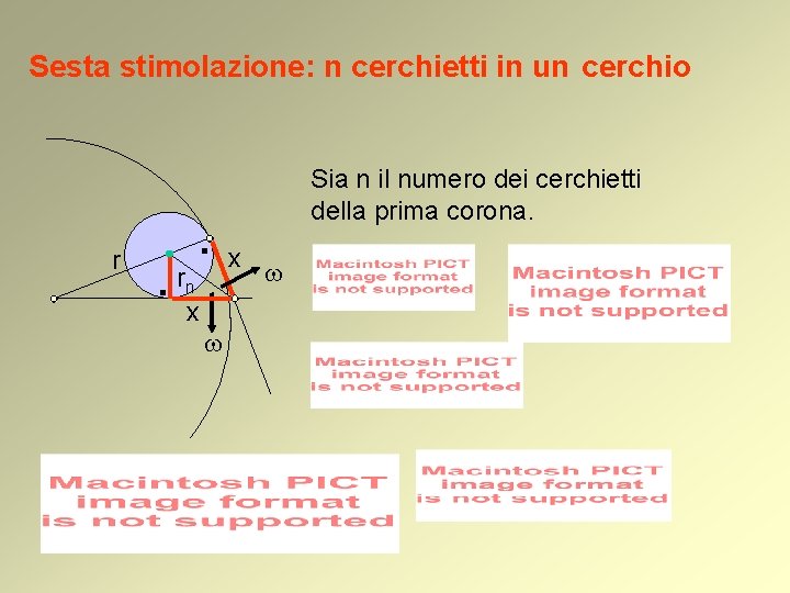 Sesta stimolazione: n cerchietti in un cerchio r . rn x . w Sia Sesta stimolazione: n cerchietti in un cerchio r . rn x . w Sia
