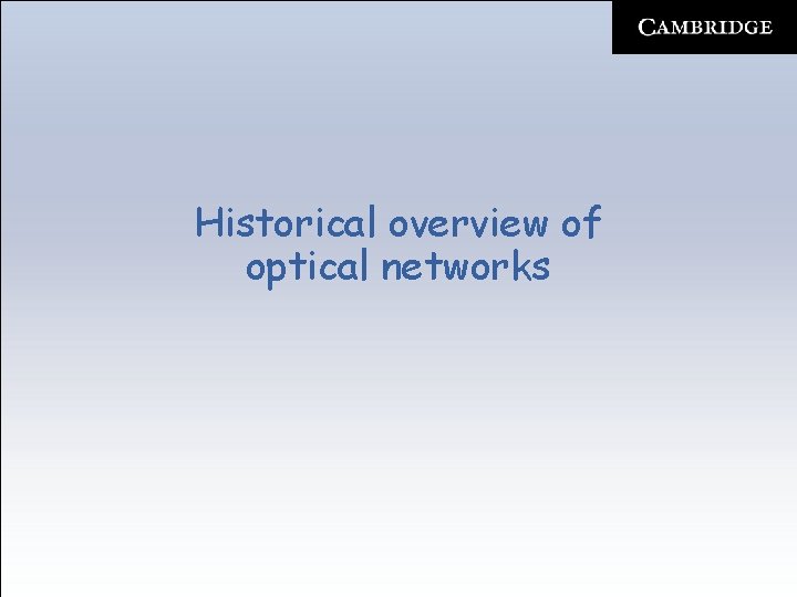 Historical overview of optical networks 