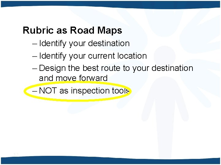 Rubric as Road Maps – Identify your destination – Identify your current location –