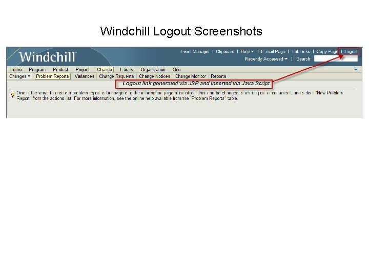 Windchill Logout Screenshots Windchill Logout Screenshots