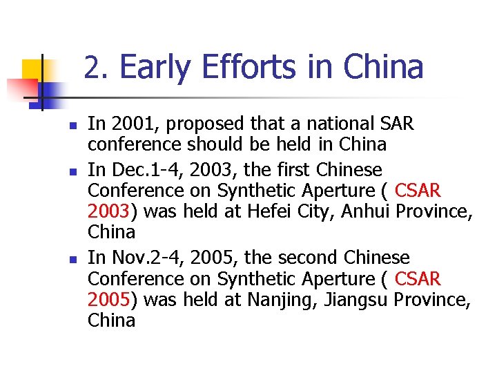 2. Early Efforts in China n n n In 2001, proposed that a national