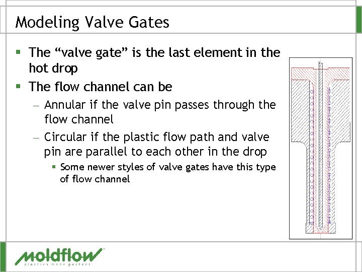 Modeling Valve Gates § The “valve gate” is the last element in the hot