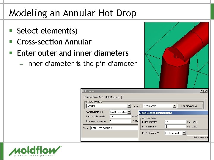Modeling an Annular Hot Drop § Select element(s) § Cross-section Annular § Enter outer