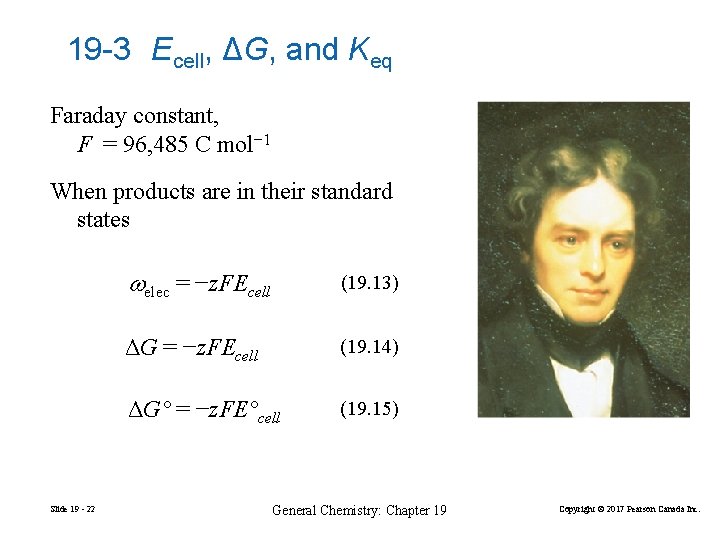 19 -3 Ecell, ΔG, and Keq Faraday constant, F = 96, 485 C mol−