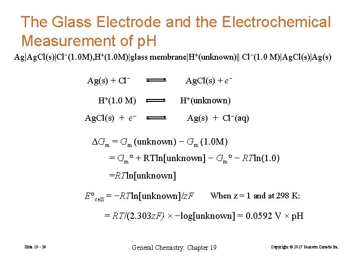 The Glass Electrode and the Electrochemical Measurement of p. H Ag|Ag. Cl(s)|Cl−(1. 0 M),