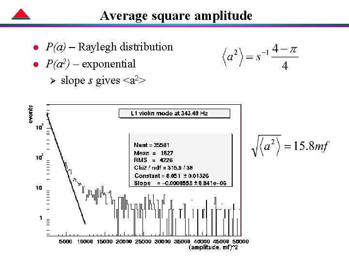 Average square amplitude l l P(a) – Raylegh distribution P(a 2) – exponential Ø Average square amplitude l l P(a) – Raylegh distribution P(a 2) – exponential Ø