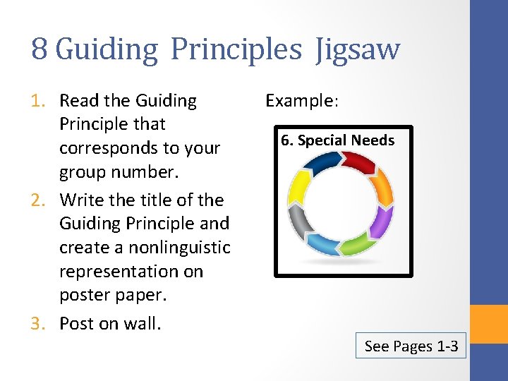 8 Guiding Principles Jigsaw 1. Read the Guiding Principle that corresponds to your group