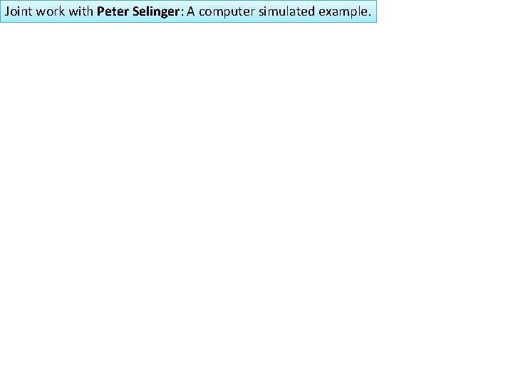 Joint work with Peter Selinger: A computer simulated example. 