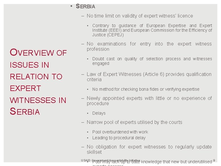  • SERBIA – No time limit on validity of expert witness’ licence •