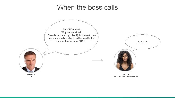 When the boss calls The CEO called. Why are we slow? IT needs to